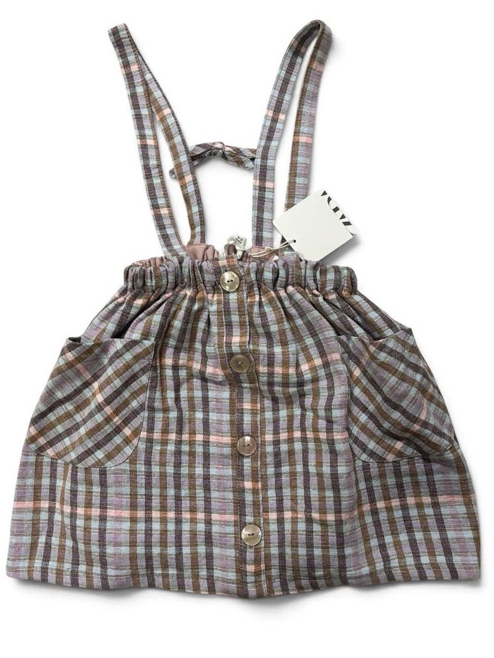 Zara Plaid Suspender Skirt
